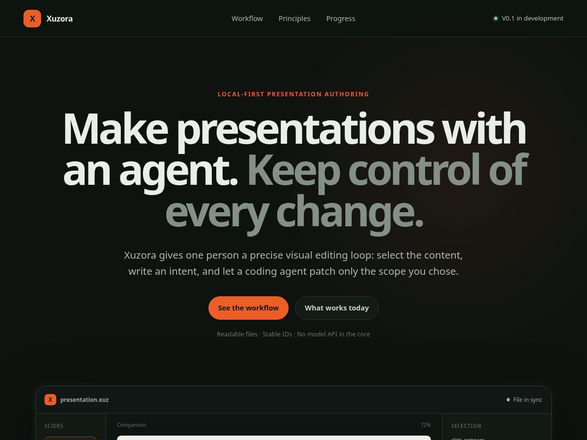 Landing-page snapshot of xuzora.com