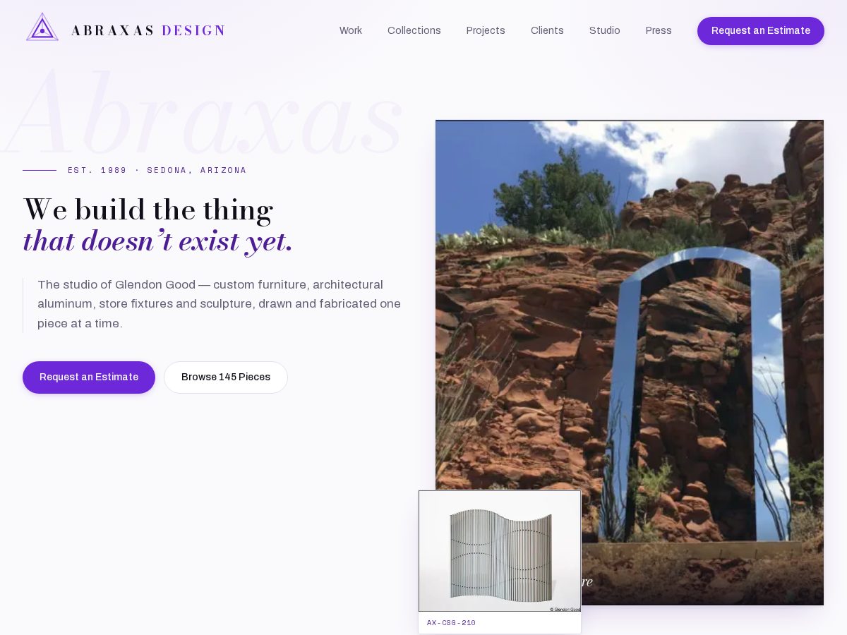 Landing-page snapshot of abraxas.design