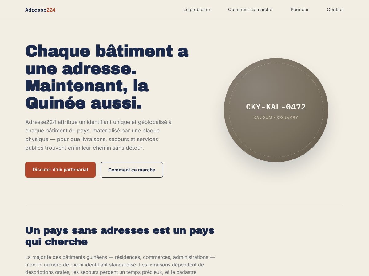 Landing-page snapshot of adresse224.com