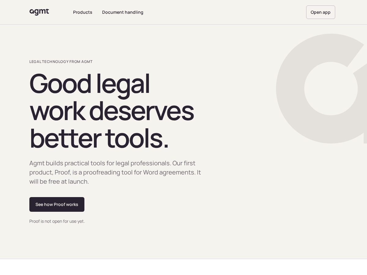 Landing-page snapshot of agmt.legal