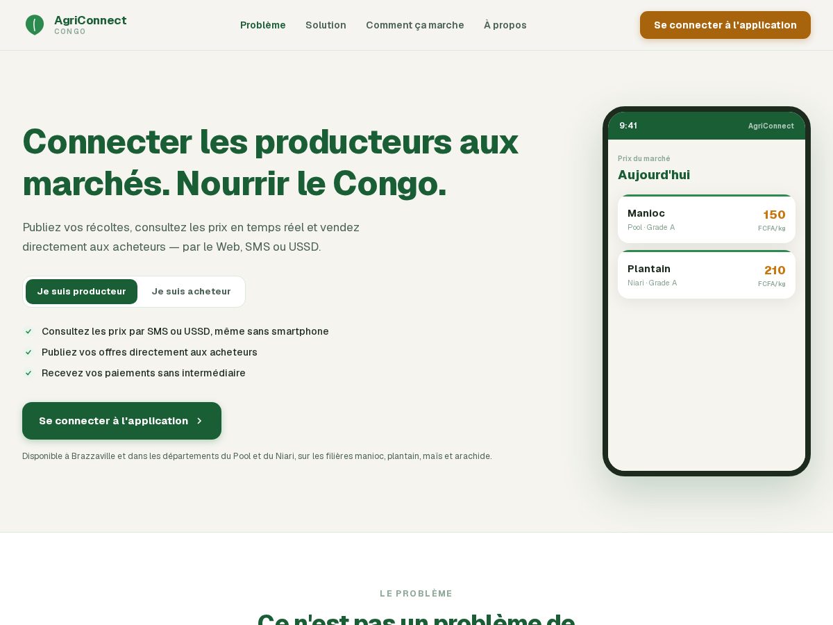 Landing-page snapshot of agriconnect-congo.com