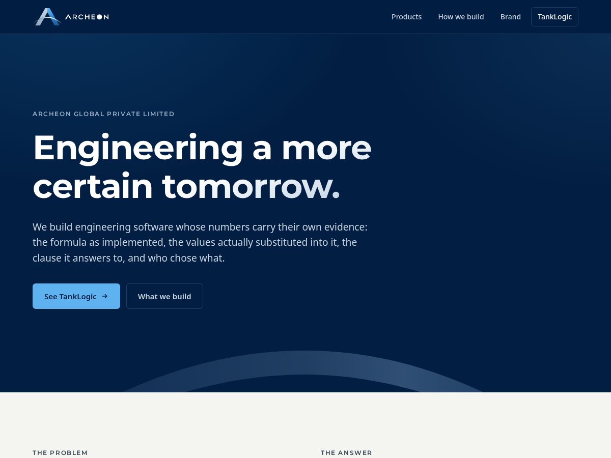 Landing-page snapshot of archeonglobal.com