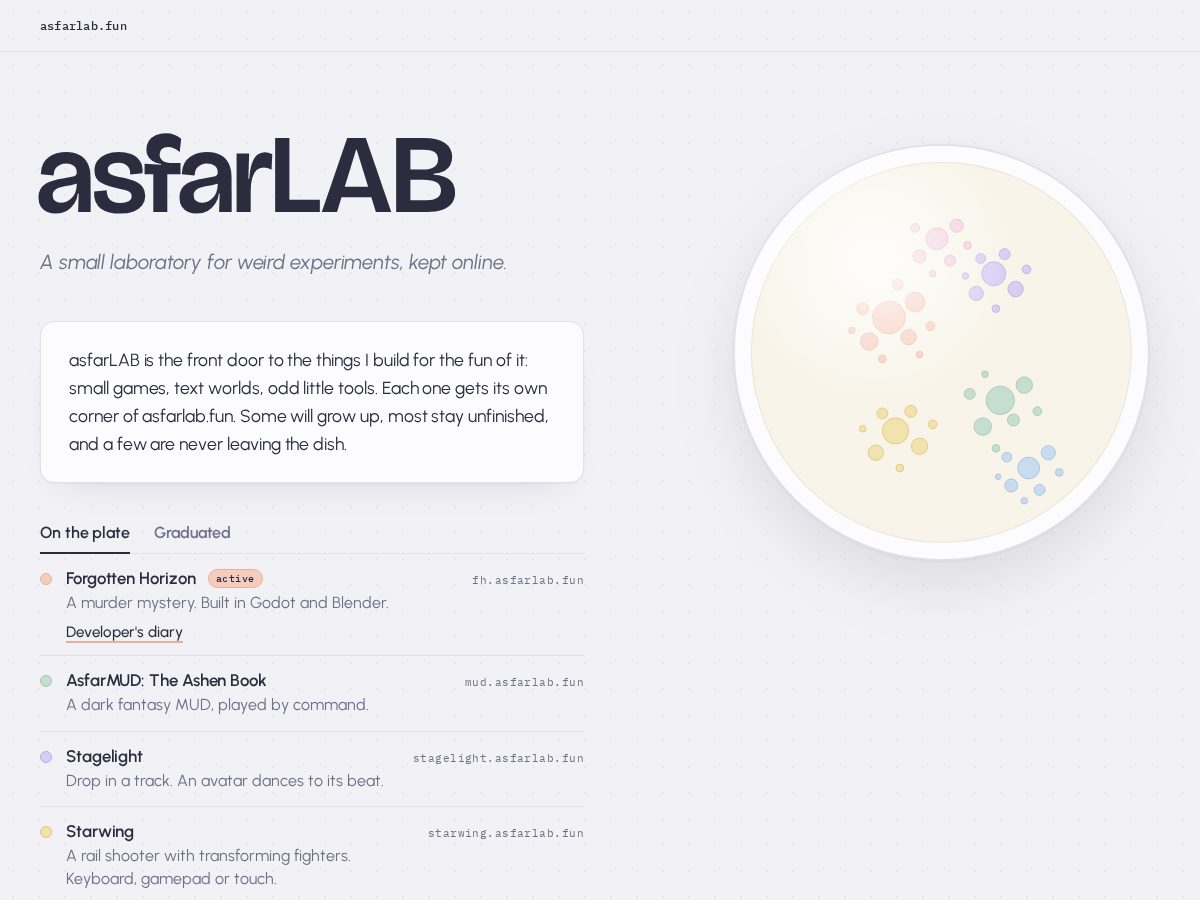 Landing-page snapshot of asfarlab.fun
