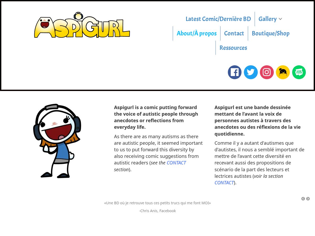 Landing-page snapshot of aspigurl.com