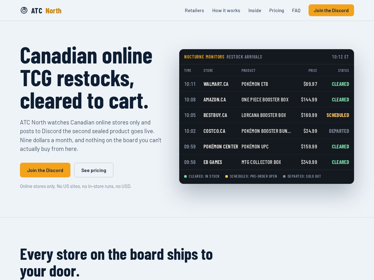 Landing-page snapshot of atcnorth.com