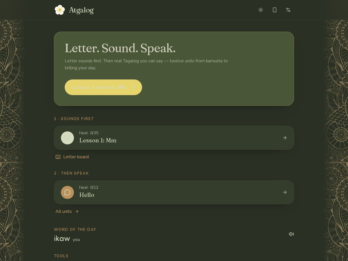Landing-page snapshot of atgalog.app
