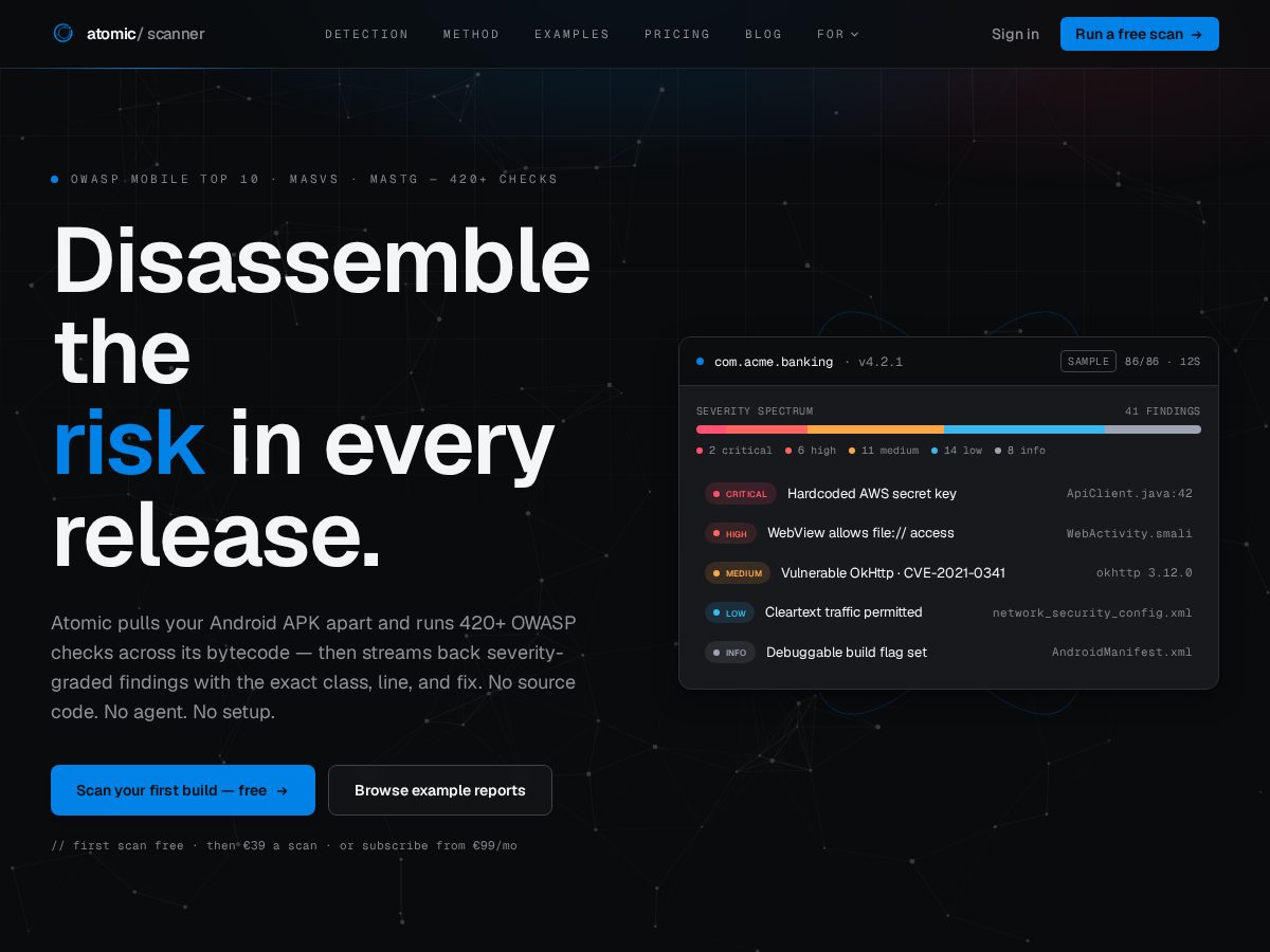 Landing-page snapshot of atomicsecurity.app