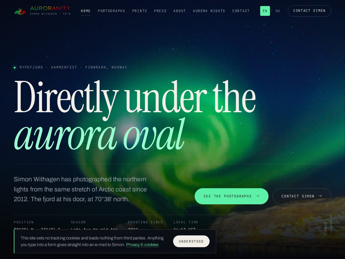 Landing-page snapshot of auroranity.com