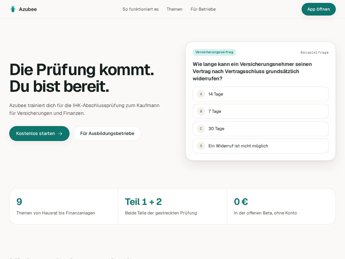 Landing-page snapshot of azubee.app