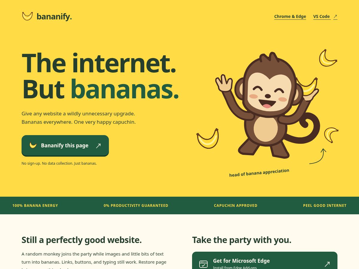 Landing-page snapshot of bananify.online