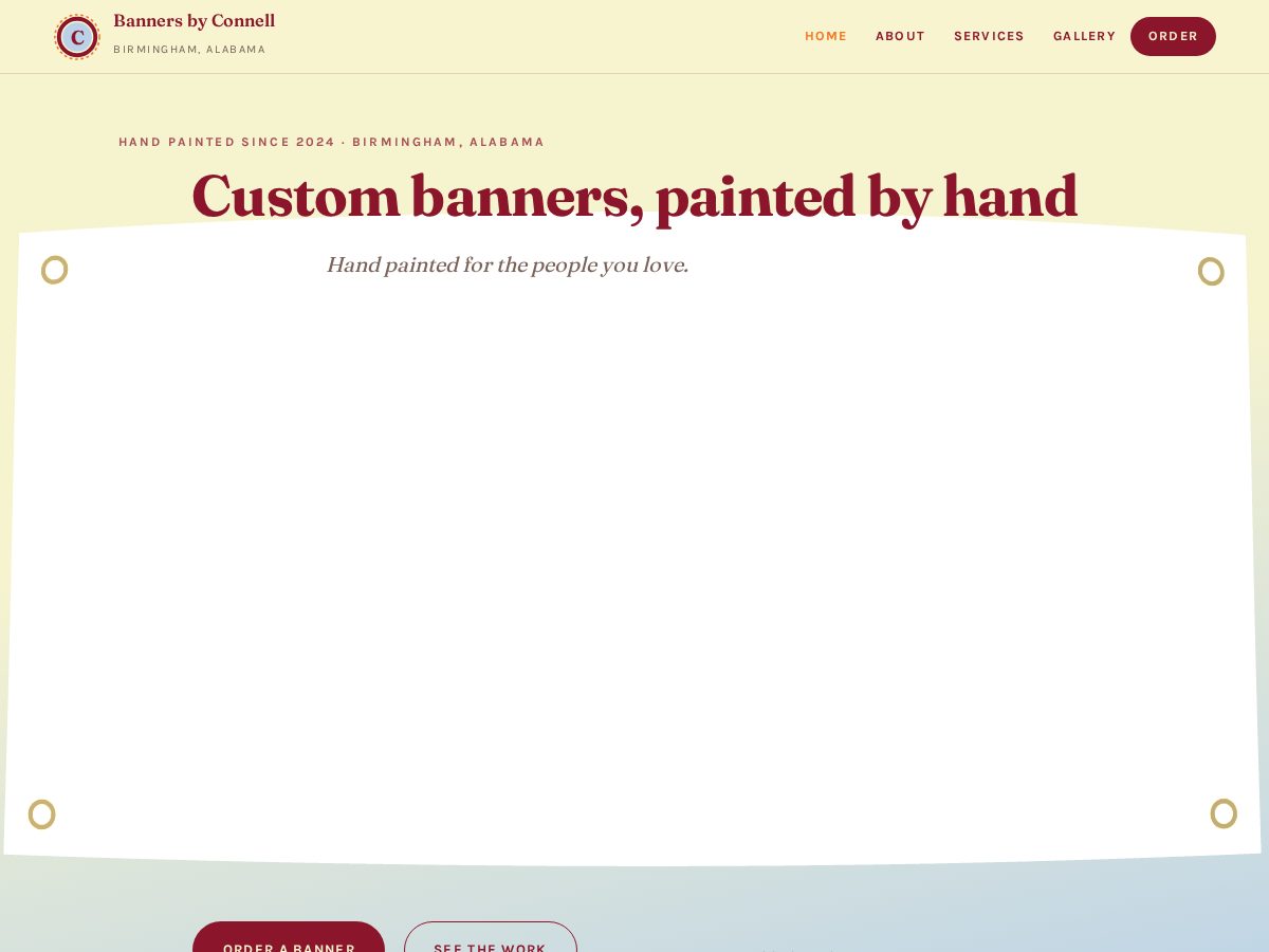 Landing-page snapshot of bannersbyconnell.com