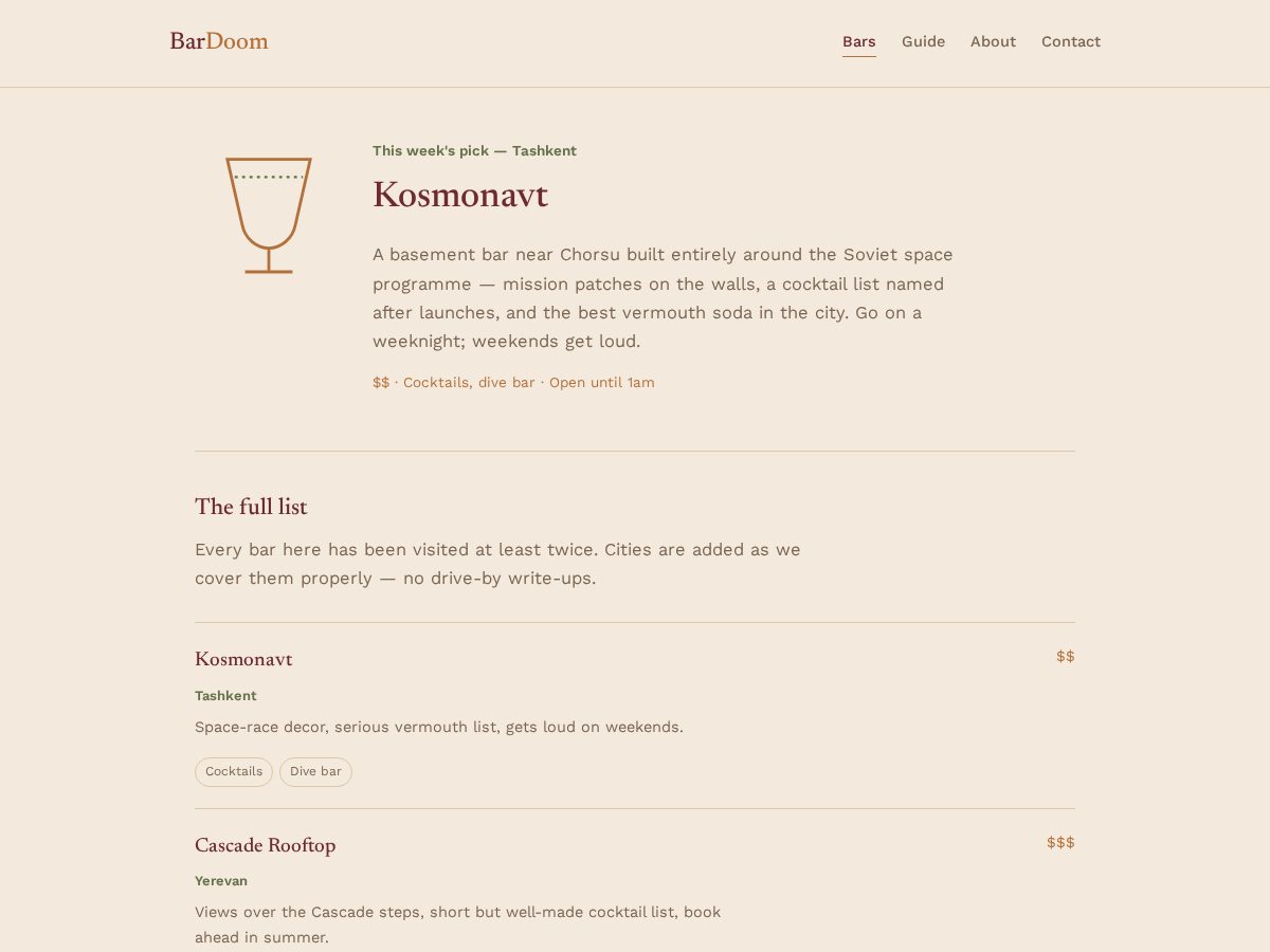 Landing-page snapshot of bardoom.org