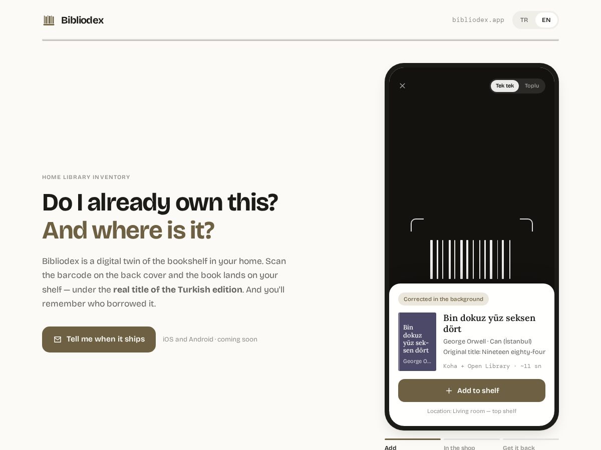 Landing-page snapshot of bibliodex.app
