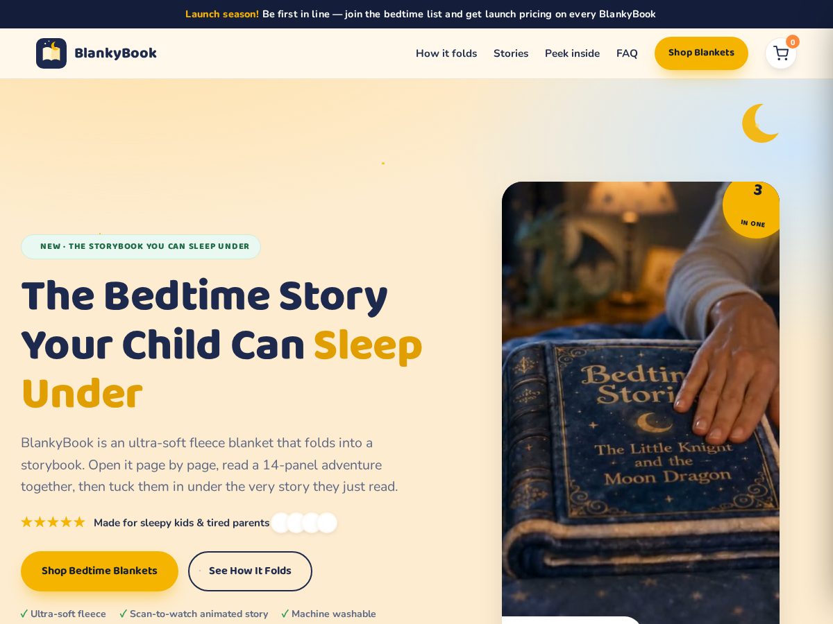 Landing-page snapshot of blankybook.com
