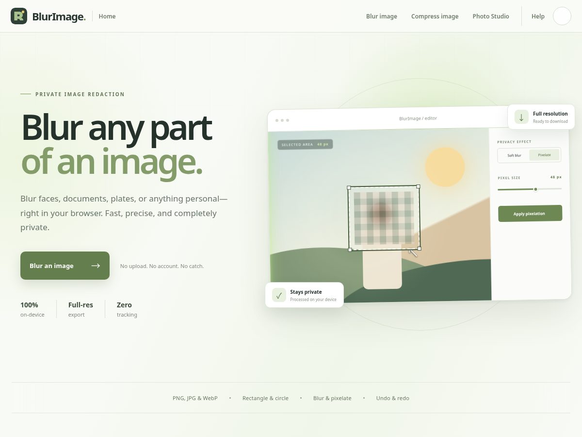 Landing-page snapshot of blurimage.site