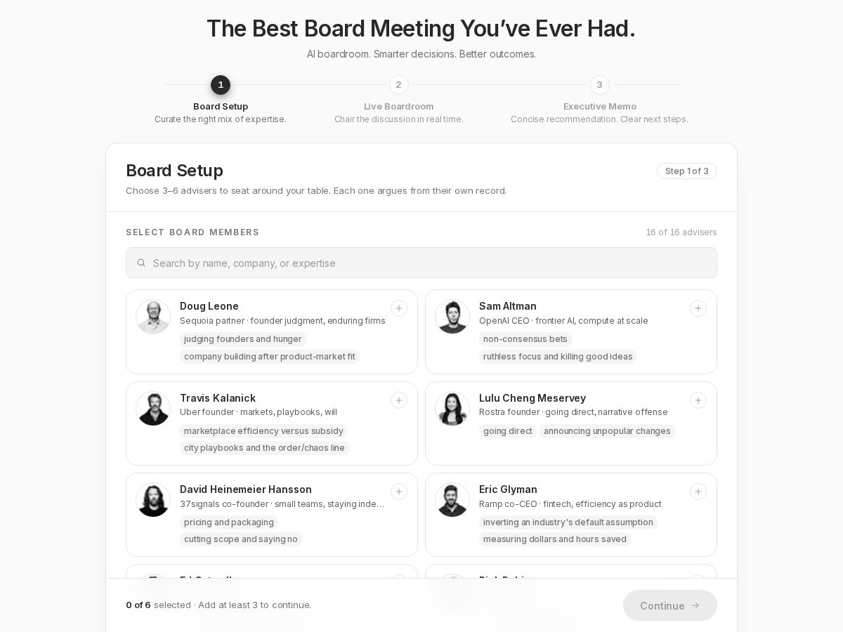 Landing-page snapshot of boardmeet.ing