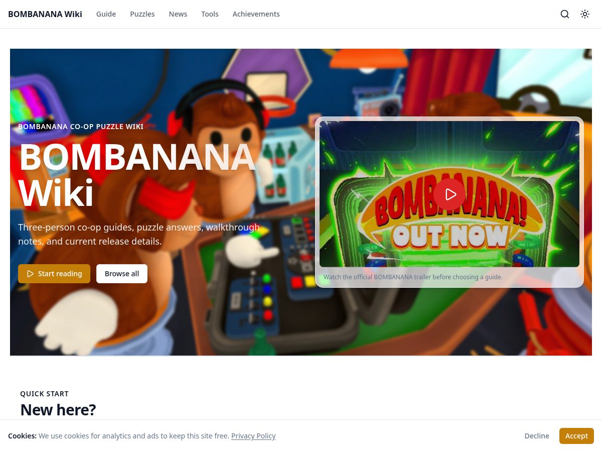Landing-page snapshot of bombanana-player.wiki