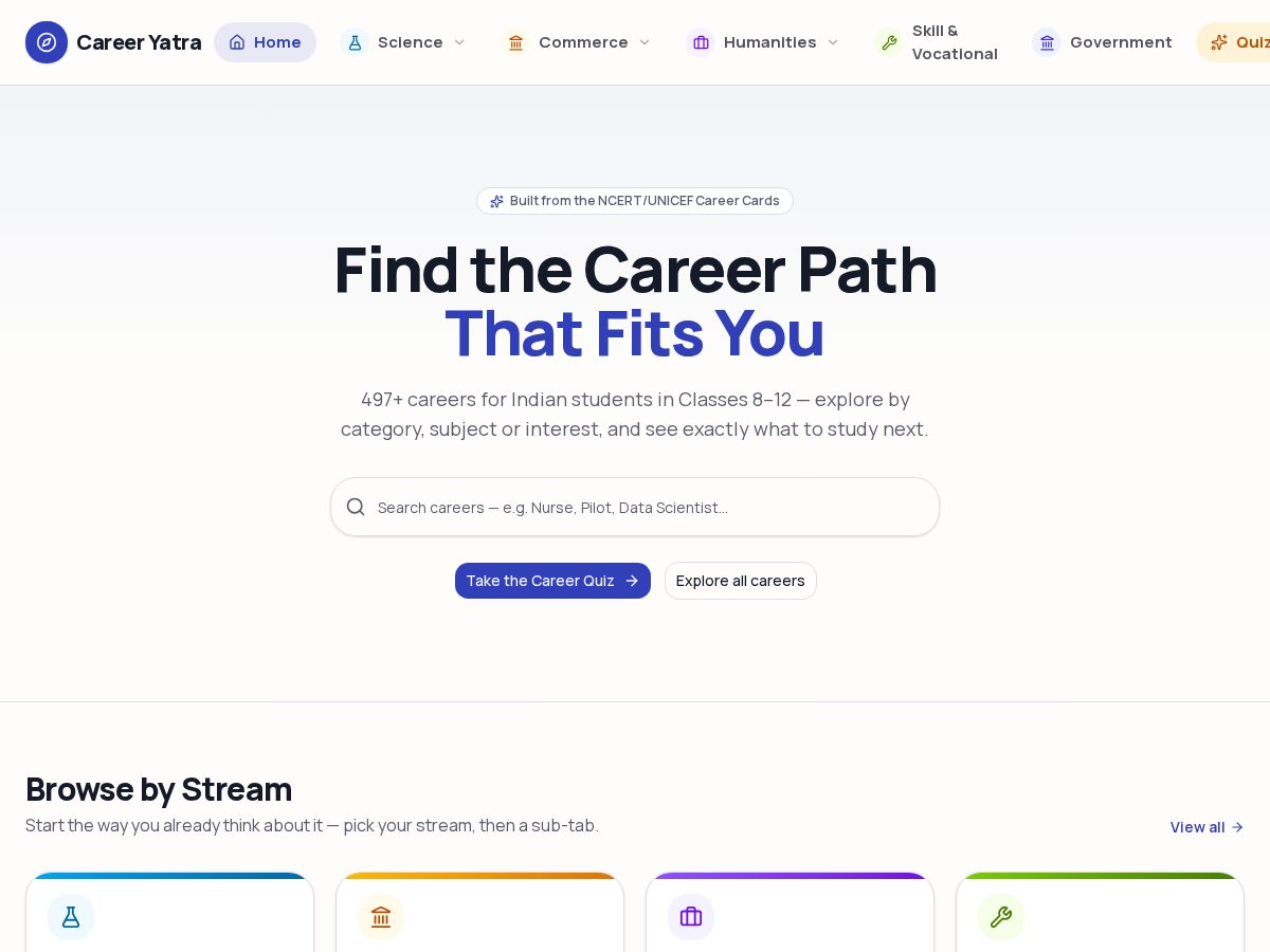 Landing-page snapshot of careeryatri.com