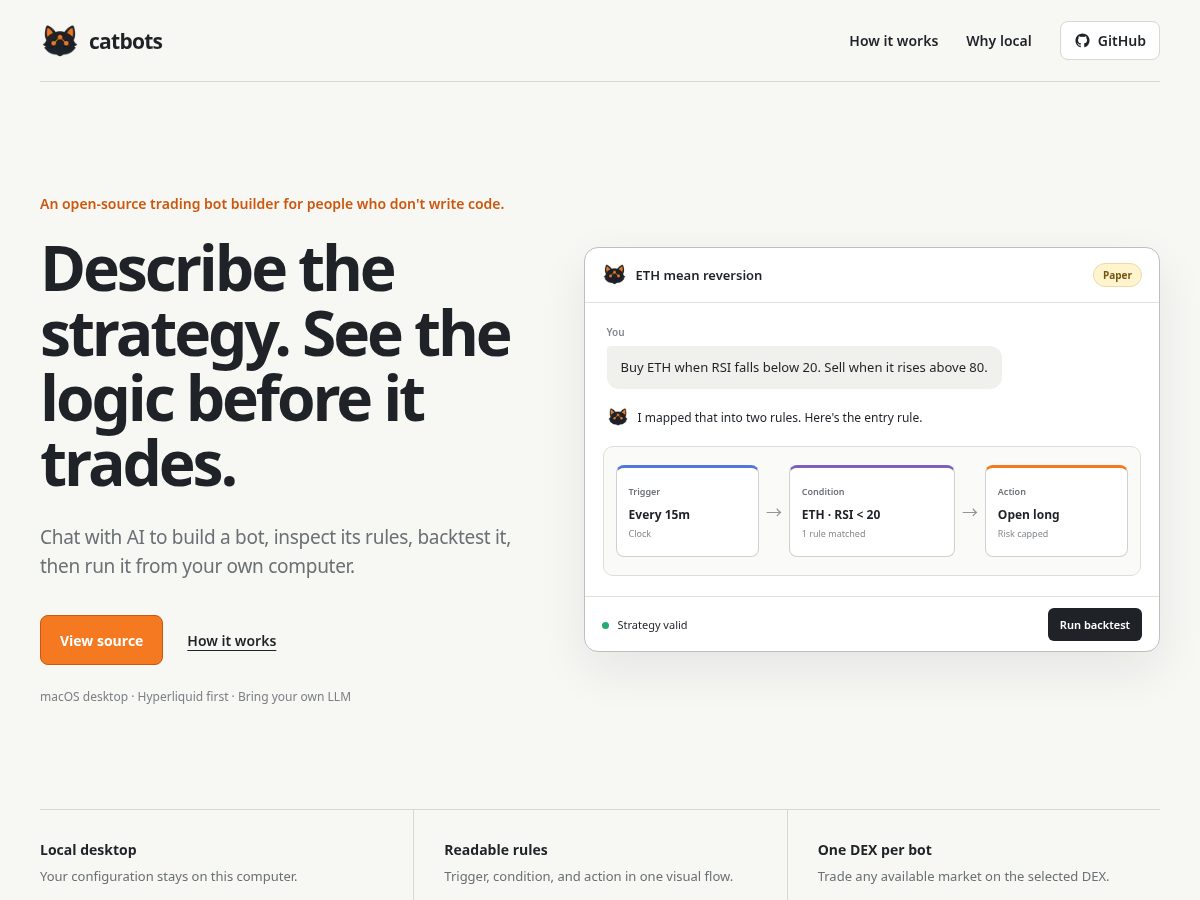 Landing-page snapshot of catbots.fun