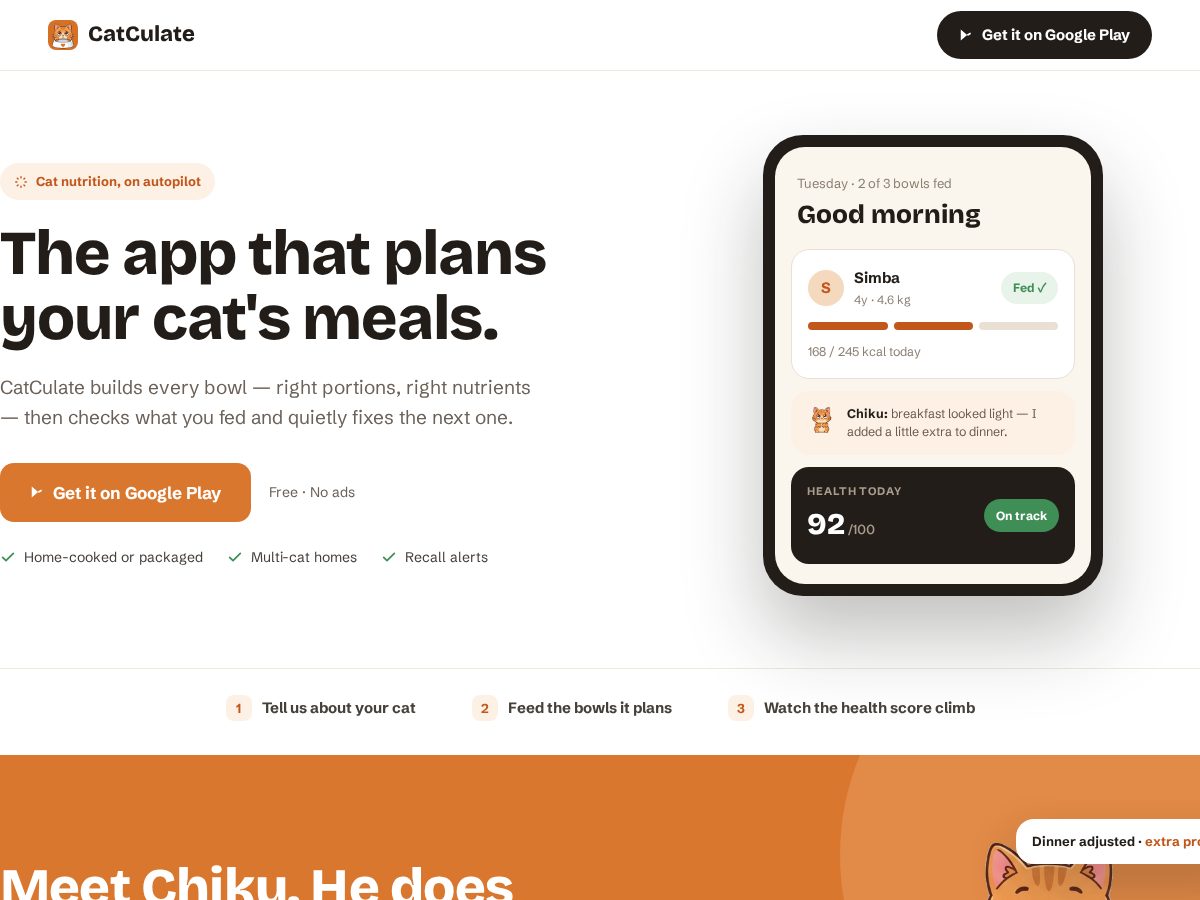 Landing-page snapshot of catculate.com