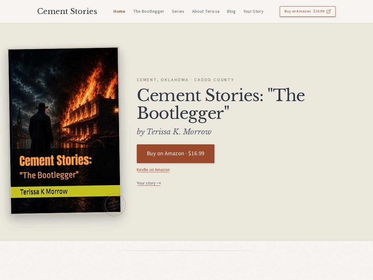 Landing-page snapshot of cementstoriesok.com