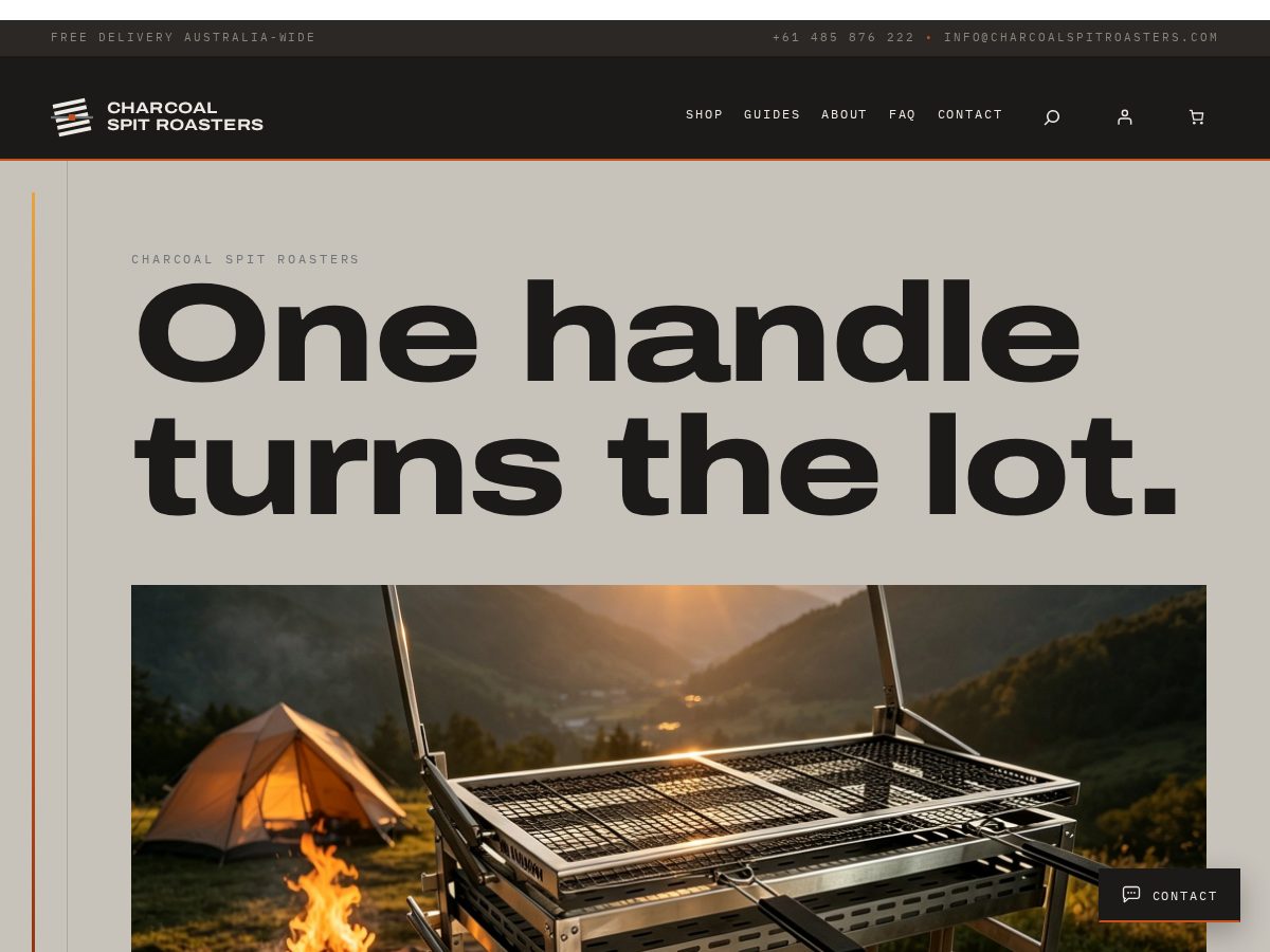 Landing-page snapshot of charcoalspitroasters.com
