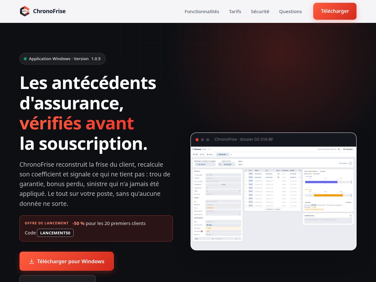 Landing-page snapshot of chronofrise.com