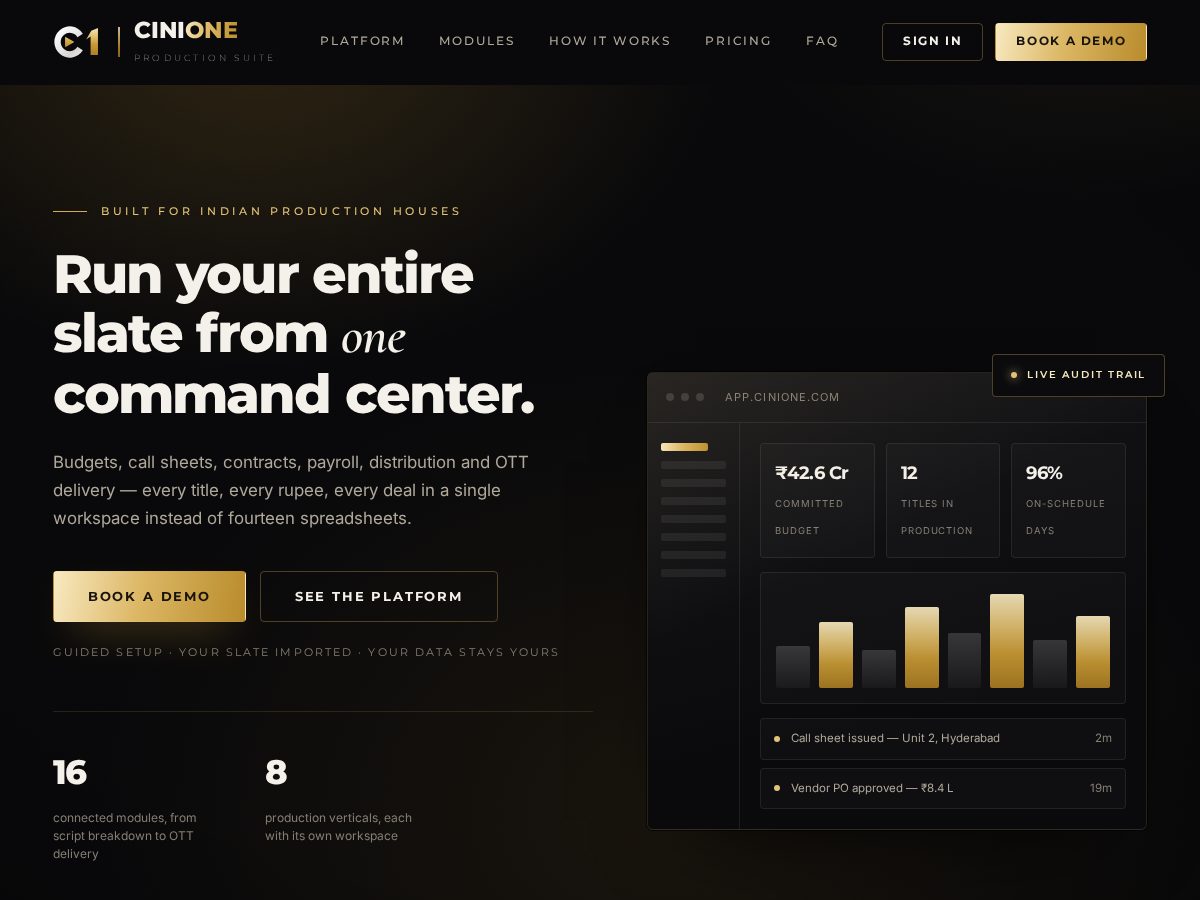 Landing-page snapshot of cinione.com