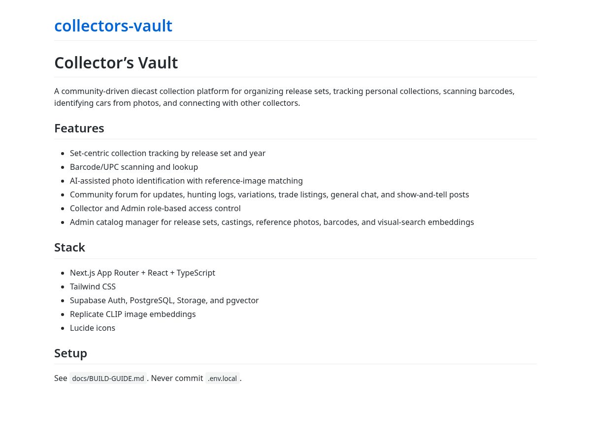 Landing-page snapshot of collectorsvaults.org