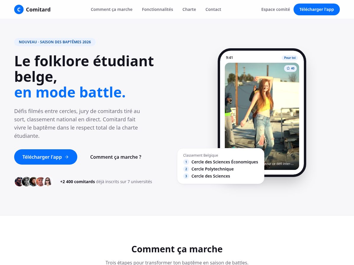 Landing-page snapshot of comitard.com