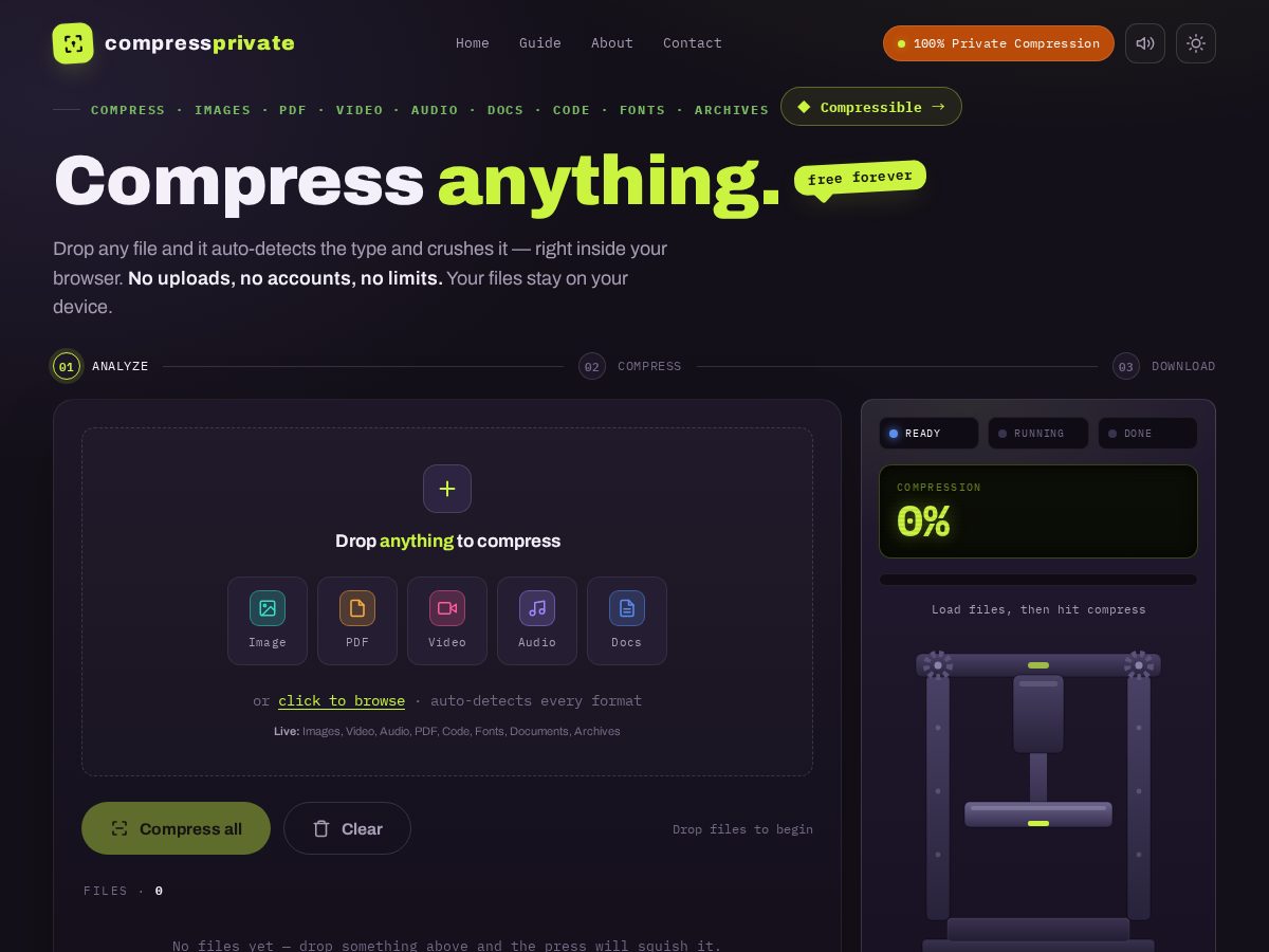 Landing-page snapshot of compressprivate.com