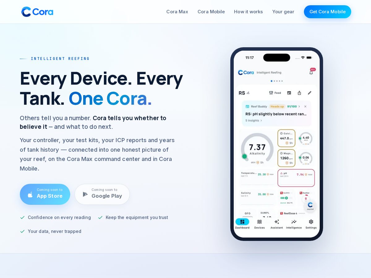 Landing-page snapshot of coraiq.tech