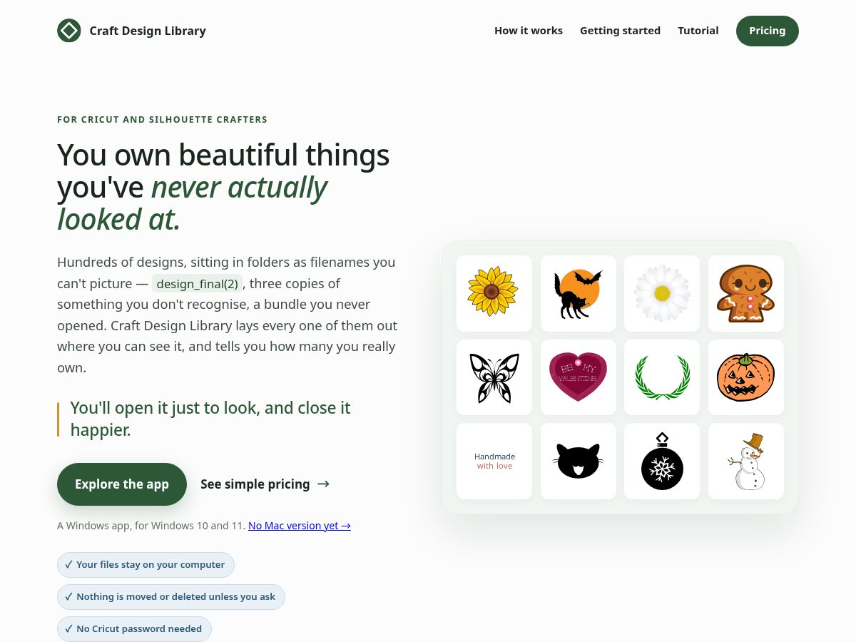 Landing-page snapshot of craftdesignlibrary.com