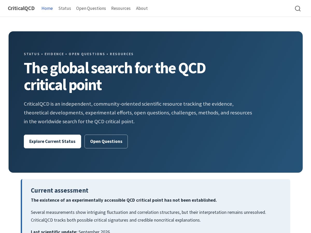 Landing-page snapshot of criticalqcd.org