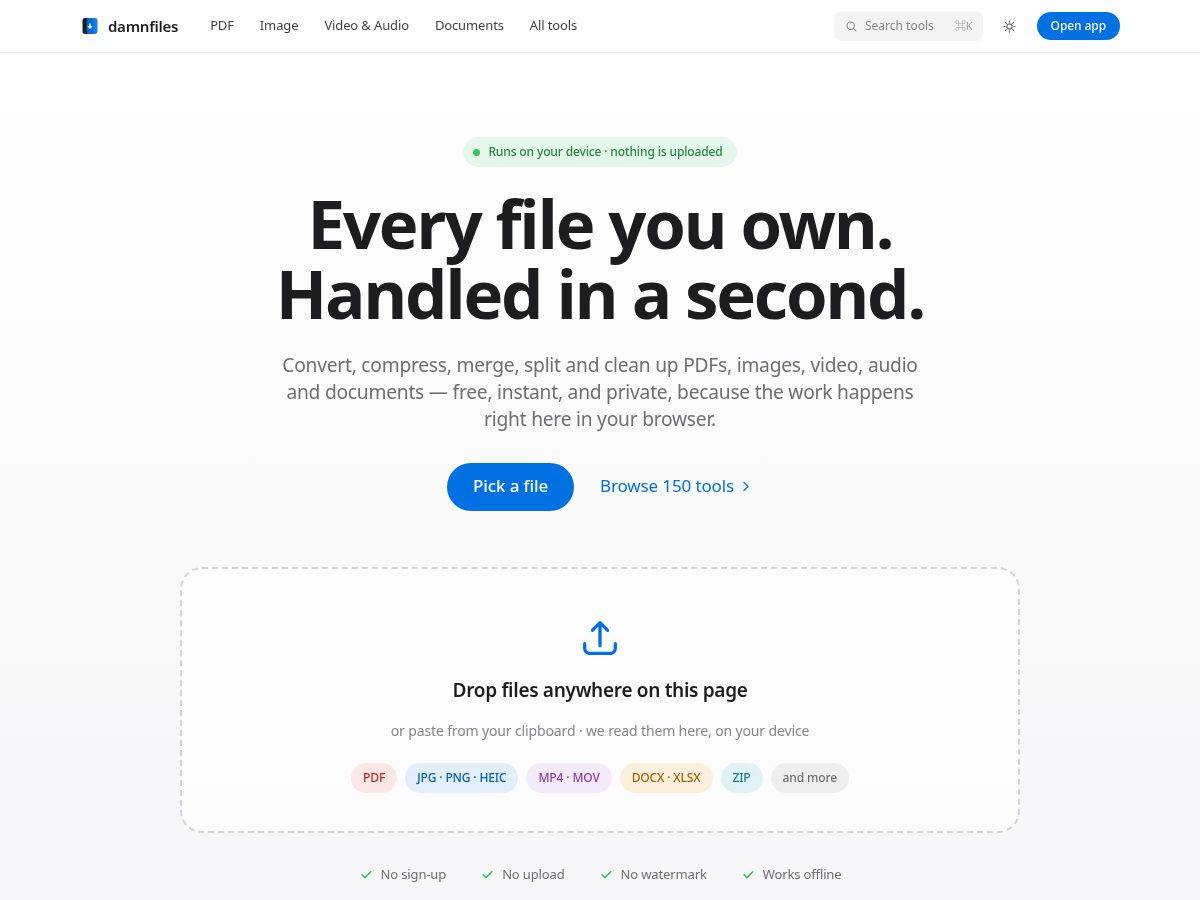 Landing-page snapshot of damnfiles.com