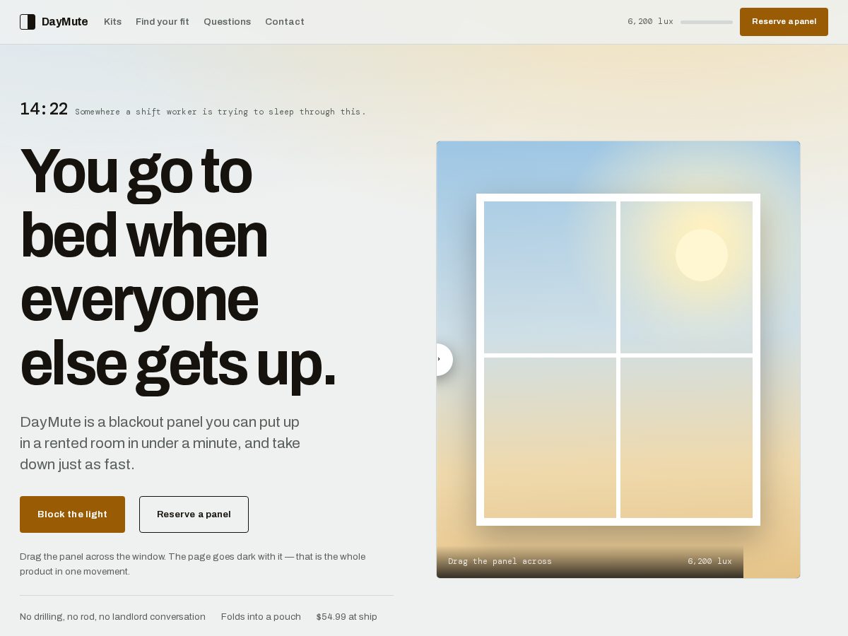 Landing-page snapshot of daymute.com
