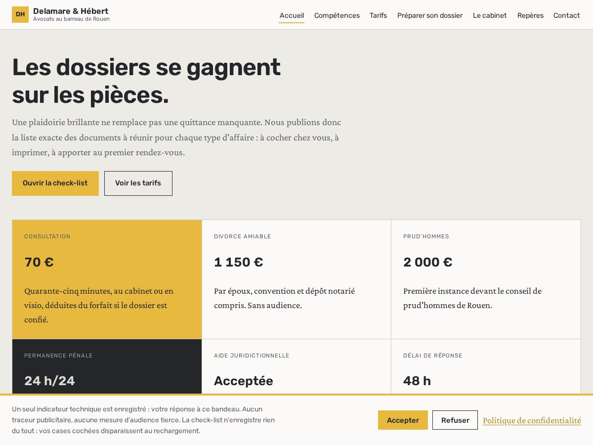 Landing-page snapshot of delamarehebert.digital