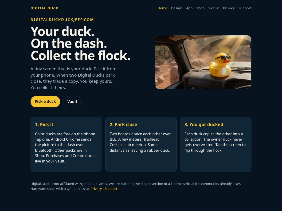 Landing-page snapshot of digitalduckduckjeep.com
