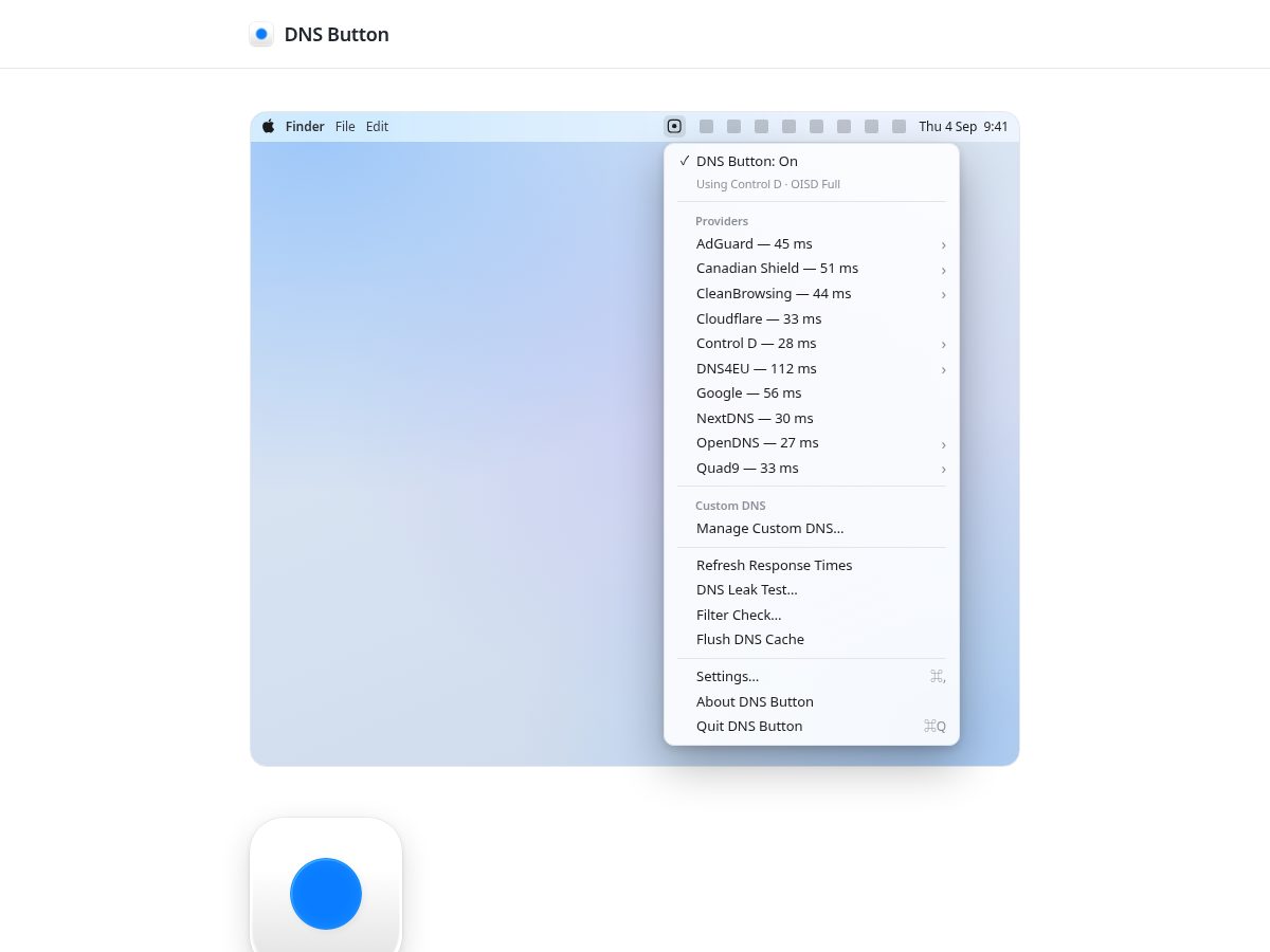 Landing-page snapshot of dnsbutton.dev