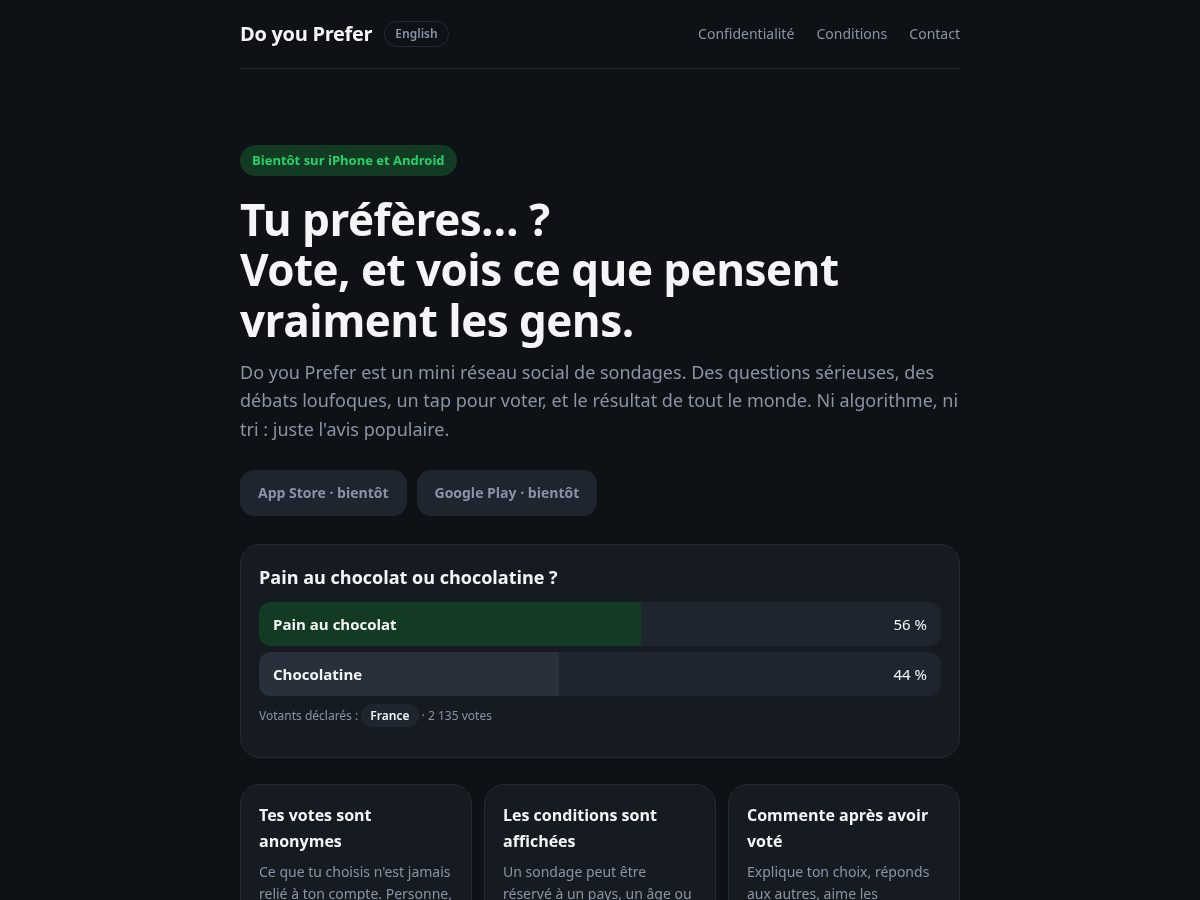 Landing-page snapshot of doyouprefer.app