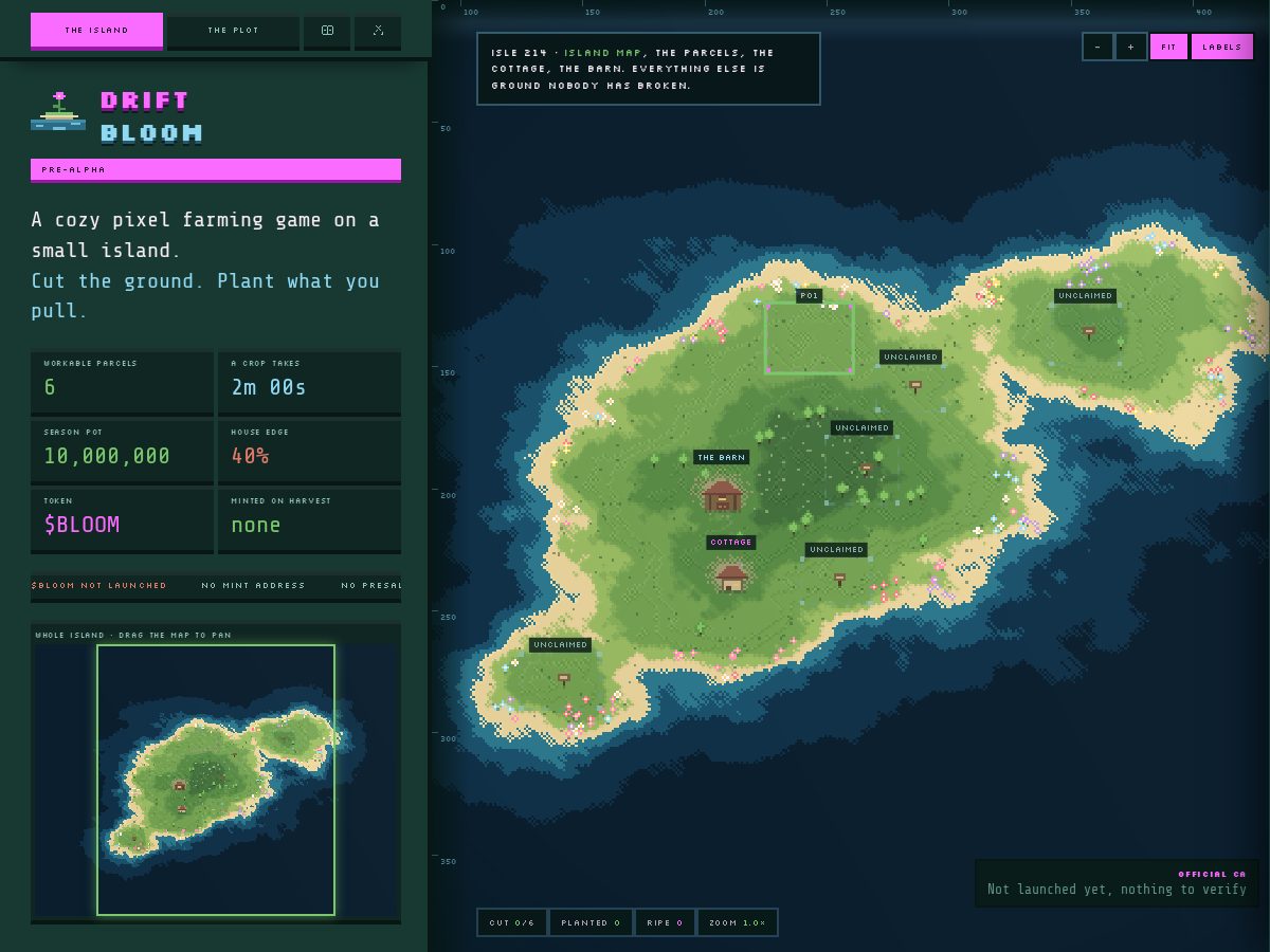 Landing-page snapshot of driftbloom.xyz