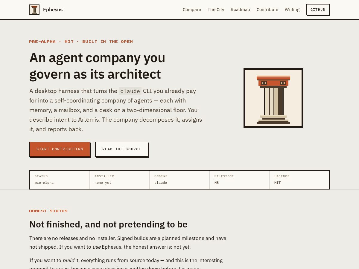 Landing-page snapshot of ephesushq.com