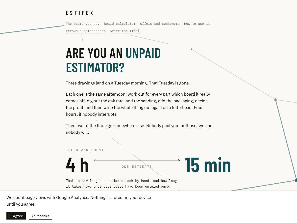 Landing-page snapshot of estifex.com