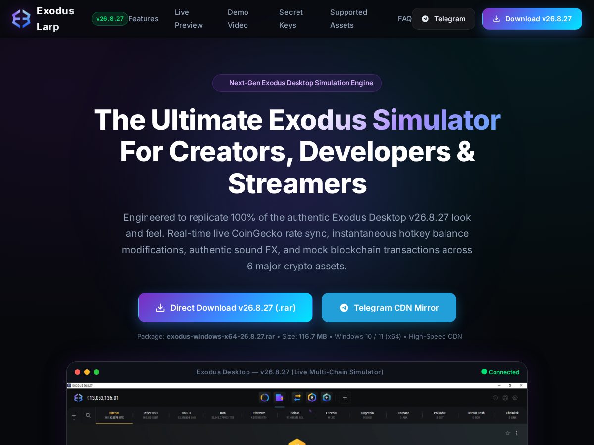 Landing-page snapshot of exoduslarp.com