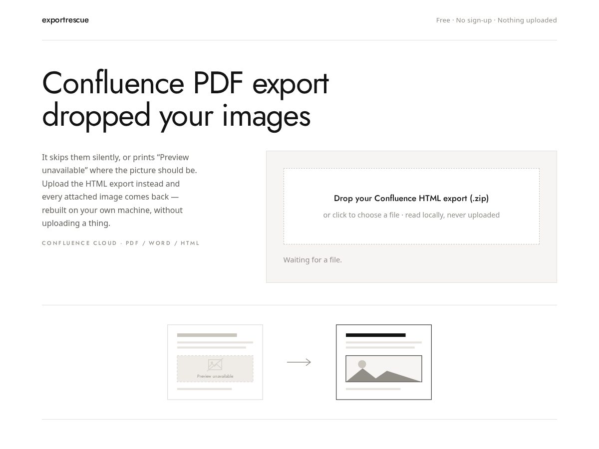Landing-page snapshot of exportrescue.com