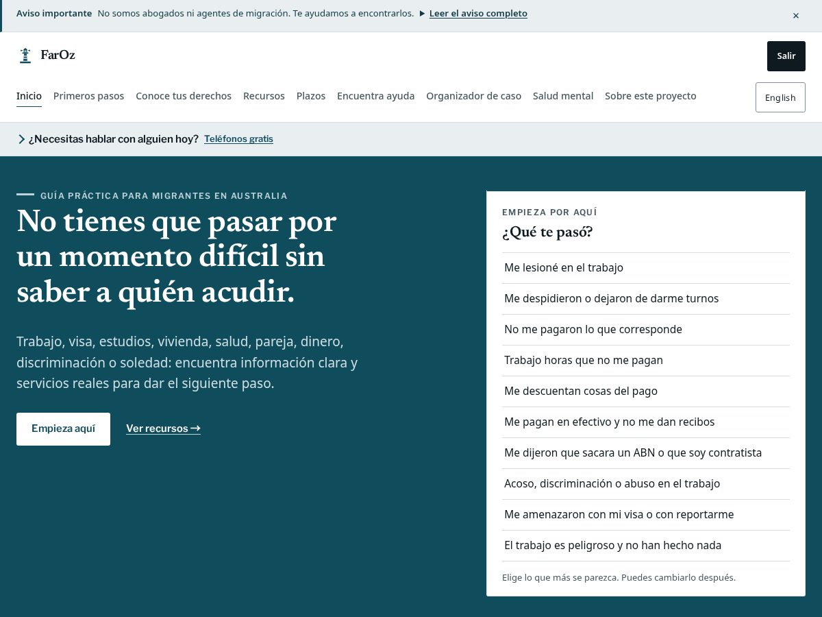Landing-page snapshot of faroz.org