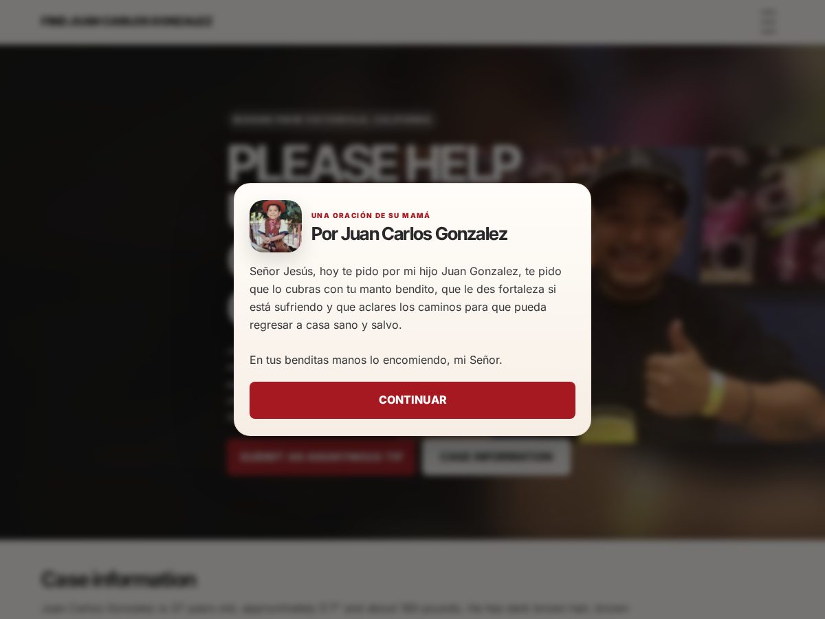 Landing-page snapshot of findjuangonzalez.com