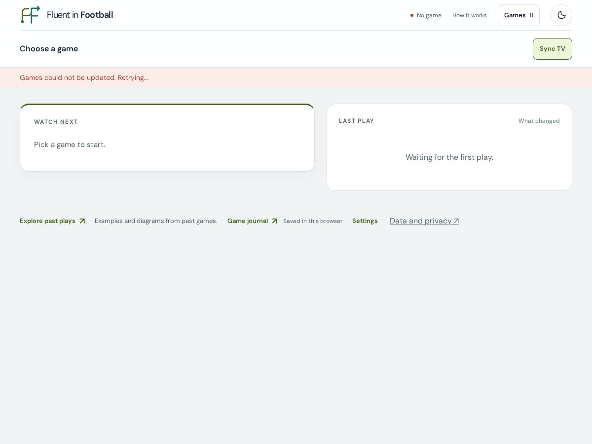 Landing-page snapshot of fluentin.football