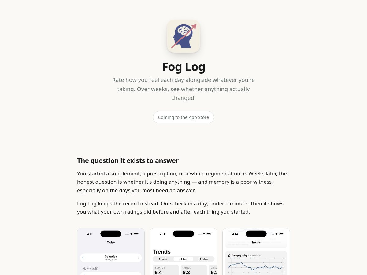 Landing-page snapshot of foglog.org