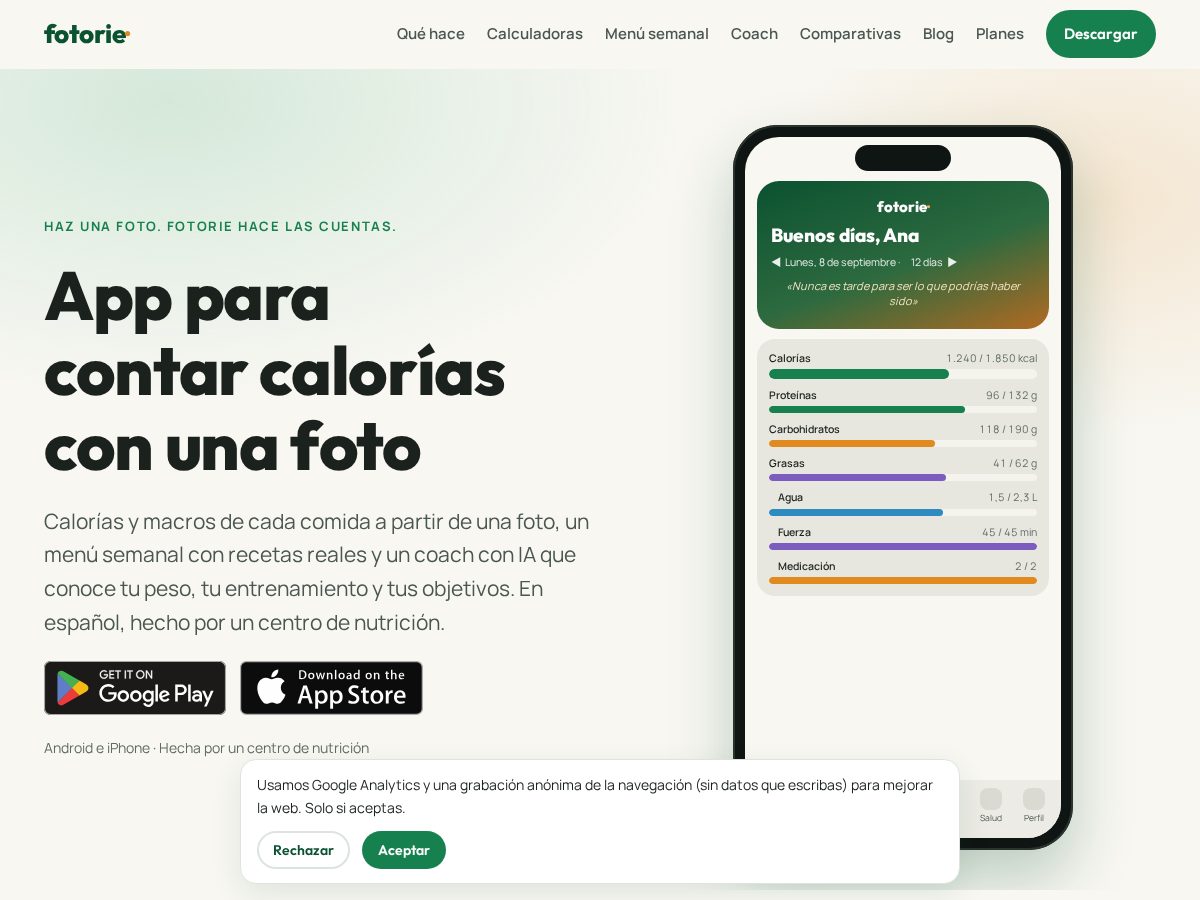 Landing-page snapshot of fotorie.com